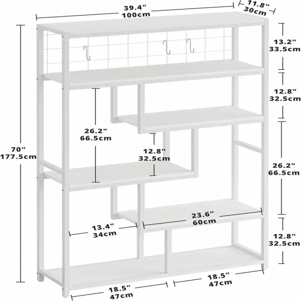 IRONCK Bookshelves and Bookcases 6-Shelf Etagere Bookcase, Industrial Open Display Shelves Geometric Bookcase with Sturdy Frame - Image 2