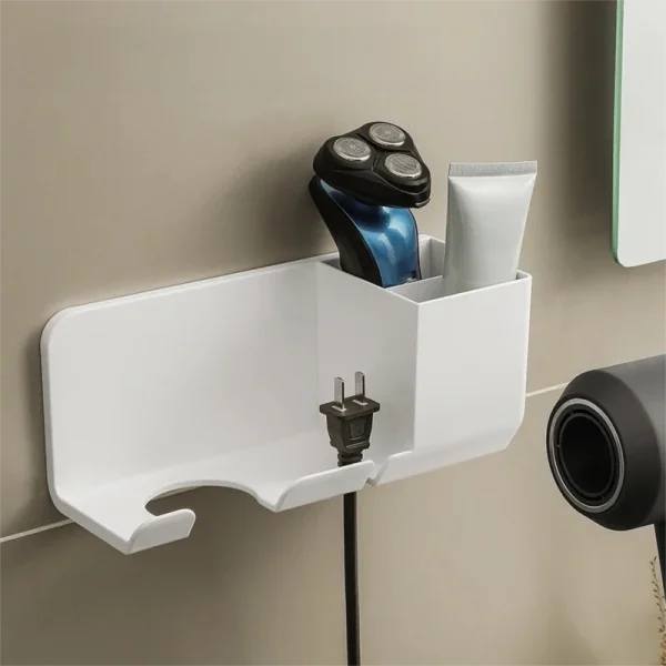 Hair Dryer Holder Wall Mounted, Universal Blow Dryer Holder Wall Mounted, and Hair Dryer Hanger with Plug and Cord Organizer - Image 3