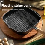 Cast iron steak frying pan, uncoated, household use, suitable for grilling steaks, gas or induction cooker. - Image 2