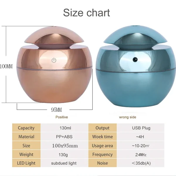 130ML Ultrasonic Air Home Humidifier Mini Mist Maker Aroma Diffuser USB Aroma Essential Oil Diffuser For home office - Image 3