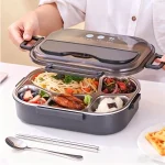 304 stainless steel 5-grid insulated Tiffin box, equipped with chopsticks, spoons, microwave heating, detachable, school office