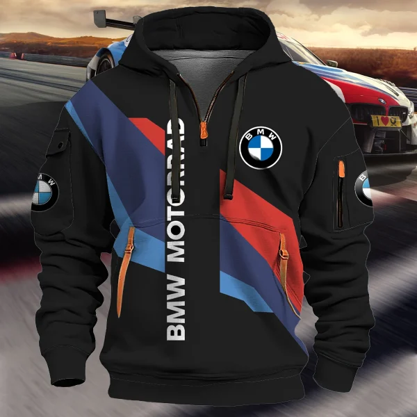 2025 BMW High Quality Hoodie Shoulder Down Large Men's and Women's Loose Sweatshirt Fashion Hoodie BMW Thickened Velvet Hoodie - Image 2