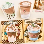 4Pcs/Lot Ins Cute Milk Coffee Sticky Notes Girly Journal Decoration Memo Pad for Students Reusable Note Sticker School Statonery - Image 3
