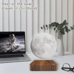Levitating Moon Magnetic Floating Night Light, 3 Colors Temperature, Creative Table 3D LED Lamp with Wooden Base for Gift Office - Image 6