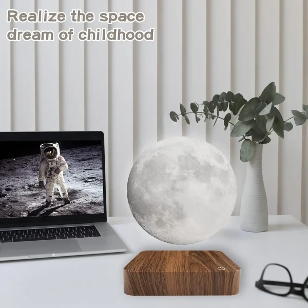 Levitating Moon Magnetic Floating Night Light, 3 Colors Temperature, Creative Table 3D LED Lamp with Wooden Base for Gift Office - Image 6