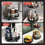 360°Rotation Spice Kitchen Rack Organizer Jar Cans For Kitchen Accessories Non-Skid Carbon Steel Storage Tray For Seasonings And Spices - Image 3