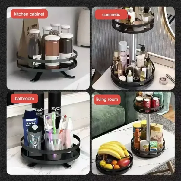 360°Rotation Spice Kitchen Rack Organizer Jar Cans For Kitchen Accessories Non-Skid Carbon Steel Storage Tray For Seasonings And Spices - Image 3