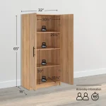 elite tall garage storage cabinet & pantry storage cupboard, 2-door freestanding bathroom or pantry cabinet with adjustable she - Image 3
