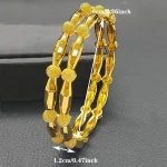 1Pcs Ethiopian Bridal Gold Color Hollow Luxury Bangles Indian Wedding Jewellery Dubai Engagement Hand Jewelry Gifts 24k New - Image 2