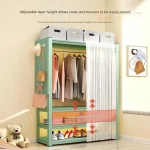 Storage Organizer Closet Open Bedroom Clothes Partitions Cupboard Fabric Space Saving Wardrobe Metal Guarda Roupa Home Furniture - Image 3
