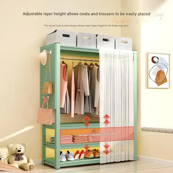 Storage Organizer Closet Open Bedroom Clothes Partitions Cupboard Fabric Space Saving Wardrobe Metal Guarda Roupa Home Furniture - Image 3
