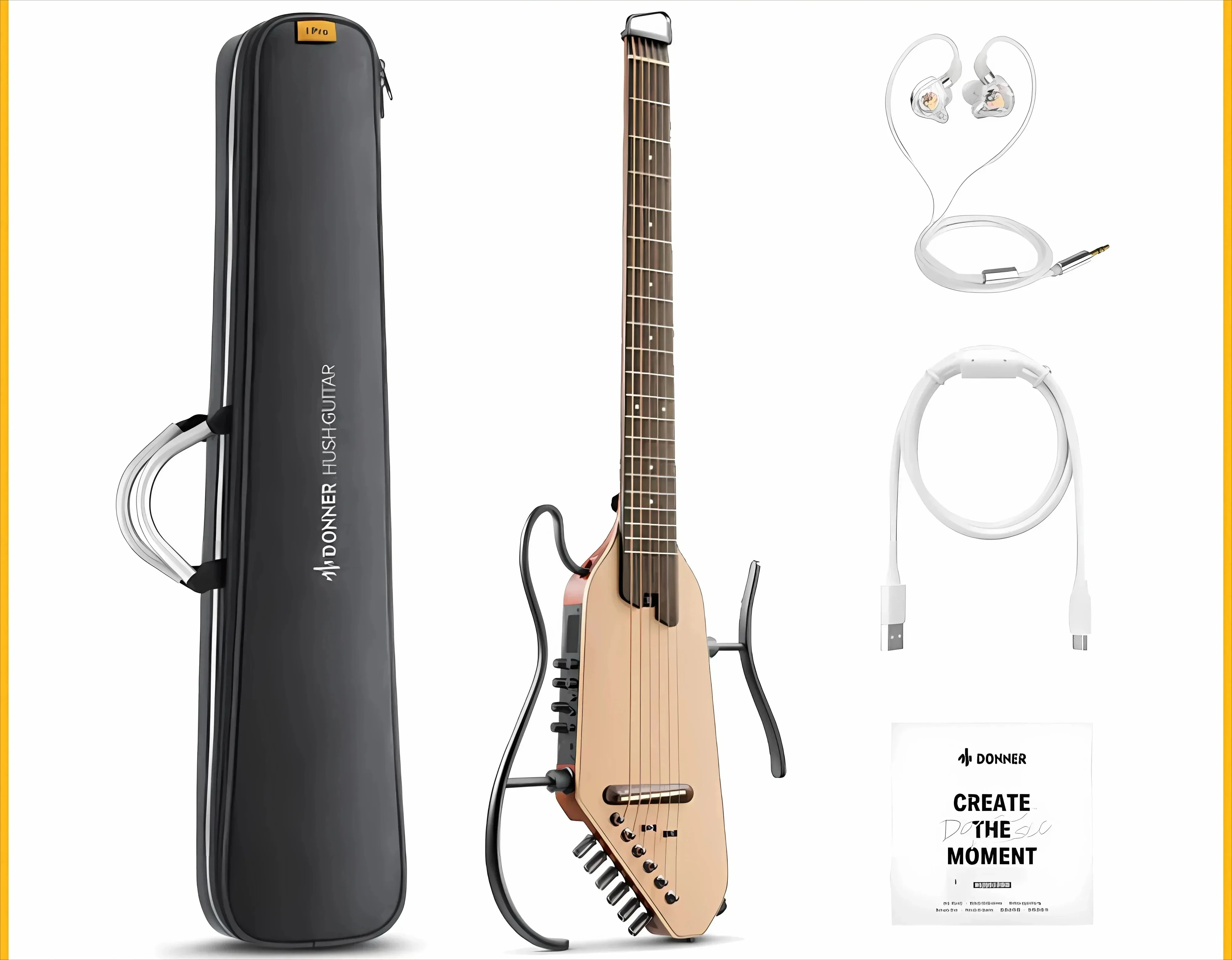 kf-Sb2890af3a0f74f68a06a394c44e1442cy The HUSH I Pro Portable Smart Acoustic Guitar For Travel Is A Beginner's Light Sound - Image 1
