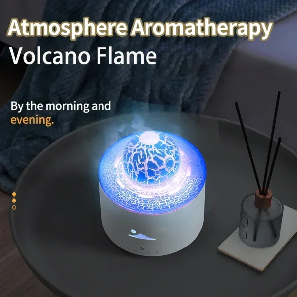 Fire Aroma Volcano Diffuser Essential Oils for Home Colorful Light Jellyfish Ring Flame Diffuser Air Humidifier Planet Fireball - Image 2