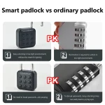 Keyless Fingerprint Lock with Tuya APP Smart Padlock Waterproof Door Lock 0.2sec Unlock Portable Anti-theft Padlock for Offices - Image 4