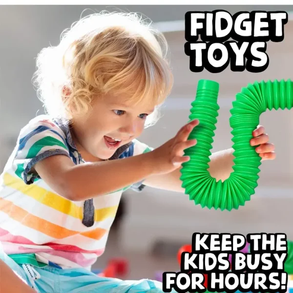 8 Pcs Colorful PopTelescopic Tube Stretching Corrugated Tube Children Adult Stress Relief Toy - Image 2