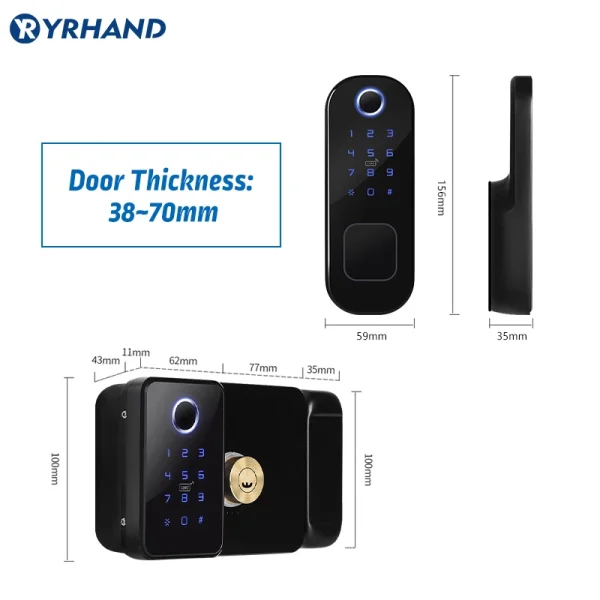 double Fingerprint Door Lock Waterproof Outdoor Gate Bluetooth TT Lock Wifi Passcode IC Card Keyless Enter Electronic Lock - Image 4