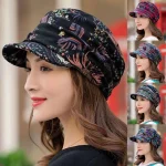 5 Colors Short Wide Brim Floral Print Earflap Hat Ethnic Windproof Foldable Warm Women Autumn Winter Outdoor Daily Cap Free Size - Image 2