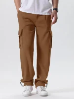 Mens Sweatpants Straight Fit Joggers for Sports and Streetwear Loose Oversized Drawstring Long cargo pants for men Multi-pocket Pants - Image 4