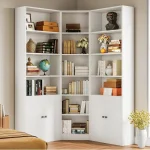 IRONCK Corner Bookshelf and Bookcase with 2 Storage Cabinets and 7 Tier Shelves, 71" Height Storage Shelves Corner Combination - Image 5