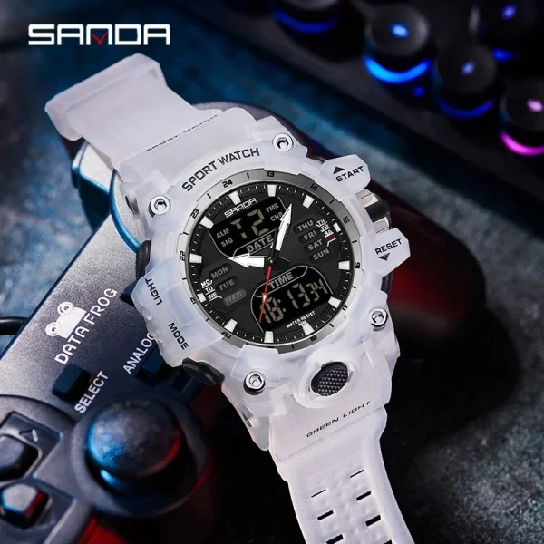 SANDA 6126 Digital Clock Dual Display Men Watches Waterproof Sports Watch Military Man Alarm Stopwatch Quartz Wristwatch Male - Image 2