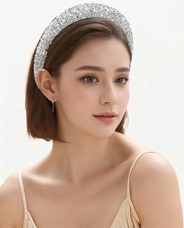 Glamorous Beaded Hairband Bling Crystal Pearl Baroque Headband Wide Cross Headband Sparkly Gorgeous Women Hair Accessories - Image 5