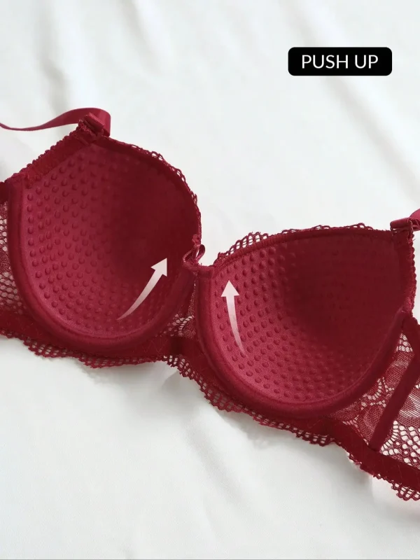Viomisha Sexy Lingerie Set Lady Push Up Bras Set Transparent Floral Underwire Intimate Pretty Lace Underwear Panty Set - Image 2