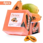 4pcs/Papaya Essential Oil Soap For Face Cleansing Natural Hydrating Whitening Pink Rose Handmade - Image 2