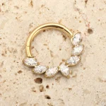 ASTM F136 Titanium Ear Piercing Marquise CZ Hinged Segment Nose Ring Cartilage Hoops Women Rook Septum Clicker Piercing Jewelry - Image 2