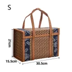 Camping Portable Storage Box Hand-Woven Basket Folding Bamboo Basket Picnic Basket Pastoral Bamboo Woven Bamboo Products - Image 2