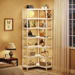 TRIBESIGNS WAY TO ORIGIN 7 Shelf Corner Bookcase, Industrial Corner Bookshelf, 7-Tier Tall Corner Shelf Storage Display Rack - Image 3