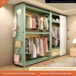 Storage Organizer Closet Open Bedroom Clothes Partitions Cupboard Fabric Space Saving Wardrobe Metal Guarda Roupa Home Furniture