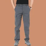 Winter Warm Stretch Pants Men Thick Fleece Linner Outdoor SoftShell Waterproof Thermal Hiking Pants Cargo Casual Long Pant - Image 4