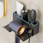 Wall mounted non perforated Hair Dryer storage rack Bathroom hair dryer storage and placement rack Multi functional storage rack