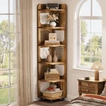 Corner Shelf,Narrow Corner Bookshelf,Freestanding Corner Display Storage Shelf Organizer for Living Room, Kitchen, Office - Image 5