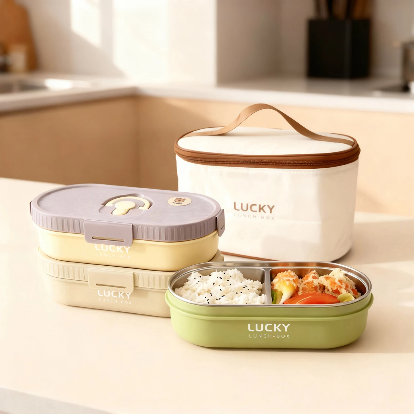 kf-Sc7deca25804f42539f0687f3f2c672cem WORTHBUY 850ML Oval Thermal Bento Lunch Box With Compartment Heatable Picnic 304 Stainless Steel Lunch Container For Kid Student - Image 1