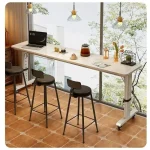 Adjustable Overbed Laptop Desk with Wheels | Bedroom Furniture Rolling Computer Table | Hand Crank Solid Wood Desk