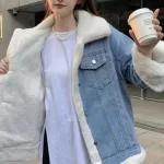 Autumn Winter New Popular Solid Color Plush Thick Denim Women's Clothing Jacket with Coats Double-sided Wear Stylish Chic Tops - Image 3