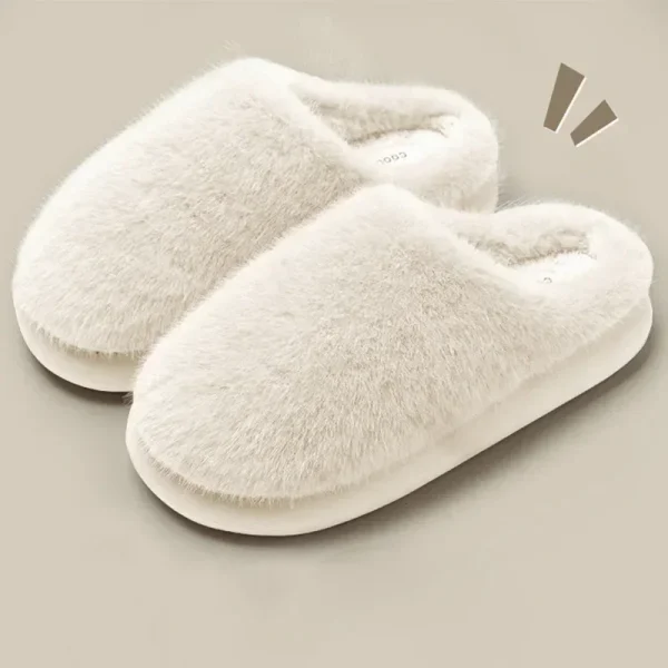 Thick Sole Furry Women Slippers for Winter Plush Warm Indoor House Slippers Woman Soft Sole Comfort Faux Fur Slides - Image 3