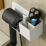 Hair Dryer Holder Wall Mounted, Universal Blow Dryer Holder Wall Mounted, and Hair Dryer Hanger with Plug and Cord Organizer
