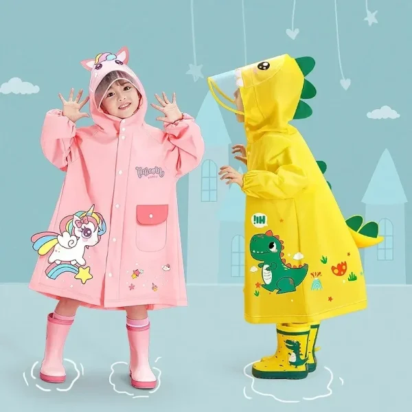 Children's raincoat Girls Boys Kindergarten Preschool Elementary School Preschool Backpack Location Waterproof raincoat for kids - Image 2