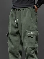 Spring Autumn New Style Elastic Waist Casual Pants for Men Stretch Straight Drawstring Harem Jogging Sports Long cargo pants for men - Image 3