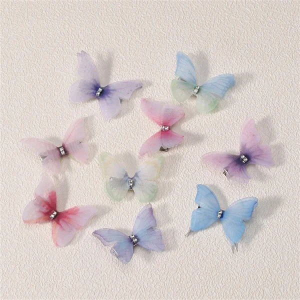 5pcs new style stylish cute princess mesh double layer butterfly cute girl hairpin duckbill chuck headdress accessories set - Image 3