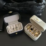 1pc Mini Portable Small Jewelry Storage Bag Travel Simple Leather Ring Necklace Earrings Storage Gift Box Organizer Display Gift Box