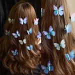 5pcs new style stylish cute princess mesh double layer butterfly cute girl hairpin duckbill chuck headdress accessories set