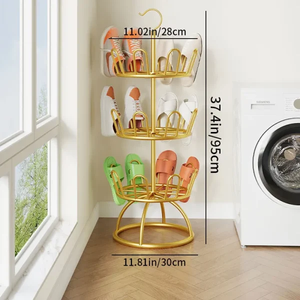 3-layer shoe rack, balcony drying rack, simple shoe rack at indoor entrance, metal rack for slippers and shoe washing - Image 2
