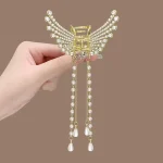 Exquisite Rhinestone Butterfly Fringe Hair Clips Korean New Ponytail Braid Pearl Hairpin Girl Crab Metal Headdress Gift - Image 4