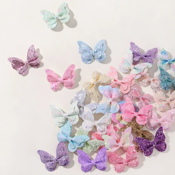 2/4/5Pcs Women Girl Glitter Butterfly Hair Clip for Children Sequins Bow Hairpins Cute Headwear Trendy Hairgrip Hair Accessories - Image 3