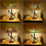 European Retro Tiffany Table Led Lamp Creative Stained Glass Decor Home Living Room Bedroom European Pastoral Style Desk Lights - Image 5