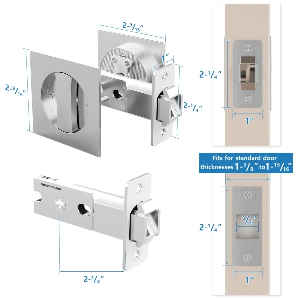 Invisible and Durable Door Lock with Key and Handle for Sliding Barn Wooden Door for Sliding Door 3 Keys - Image 4
