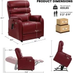 Dual Motor Lay Flat Power Lift Recliner Chair for Elderly, Breathable Faux Leather Electric Lift Chairs for Adults, 400lbsHeavy - Image 5
